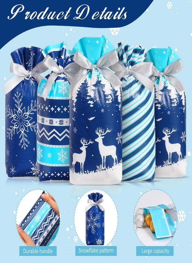 Blosssound 40 Pieces Winter Gift Bags Snowflake Drawstring Favor Bags Winter Plastic Treat Bags Snowflake Treat Candy Bags for Winter Xmas Birthday Party Favors Decor - Image 3